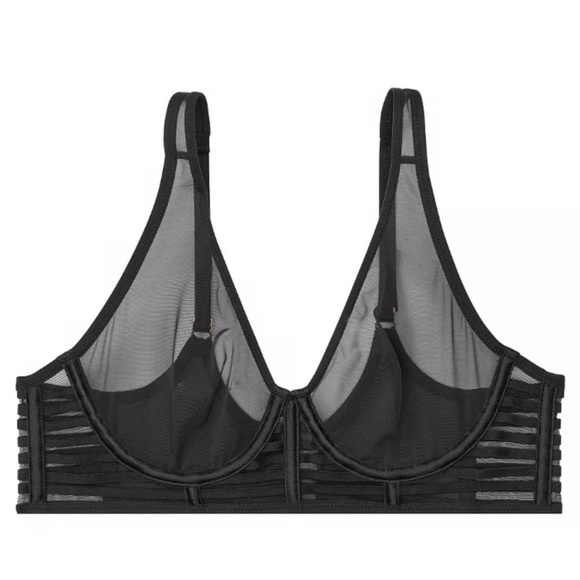 Victoria’s Secret Luxe Lingerie Black Plunge Mesh Bra, SZ 36DD - Picture 2 of 7